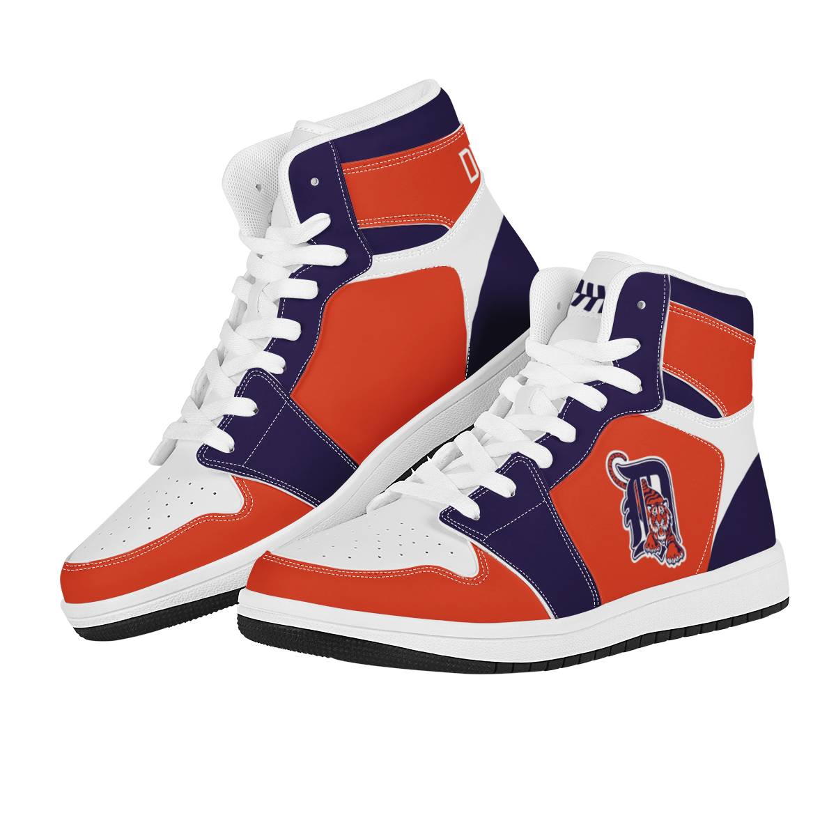 Men's Detroit Tigers High Top Leather AJ1 Sneakers 002